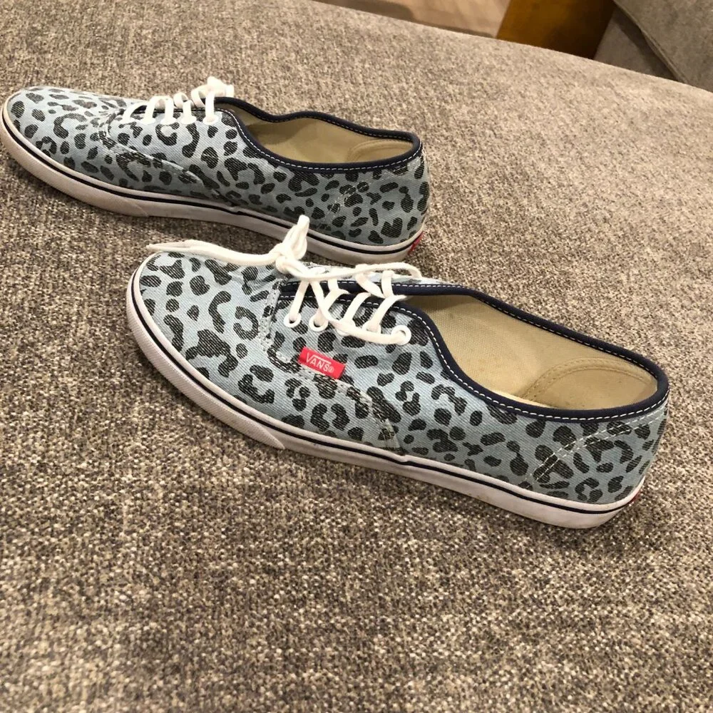 Blue Leopard Lace-Up Vans, Size W8/M6.5 - Picture 4 of 5